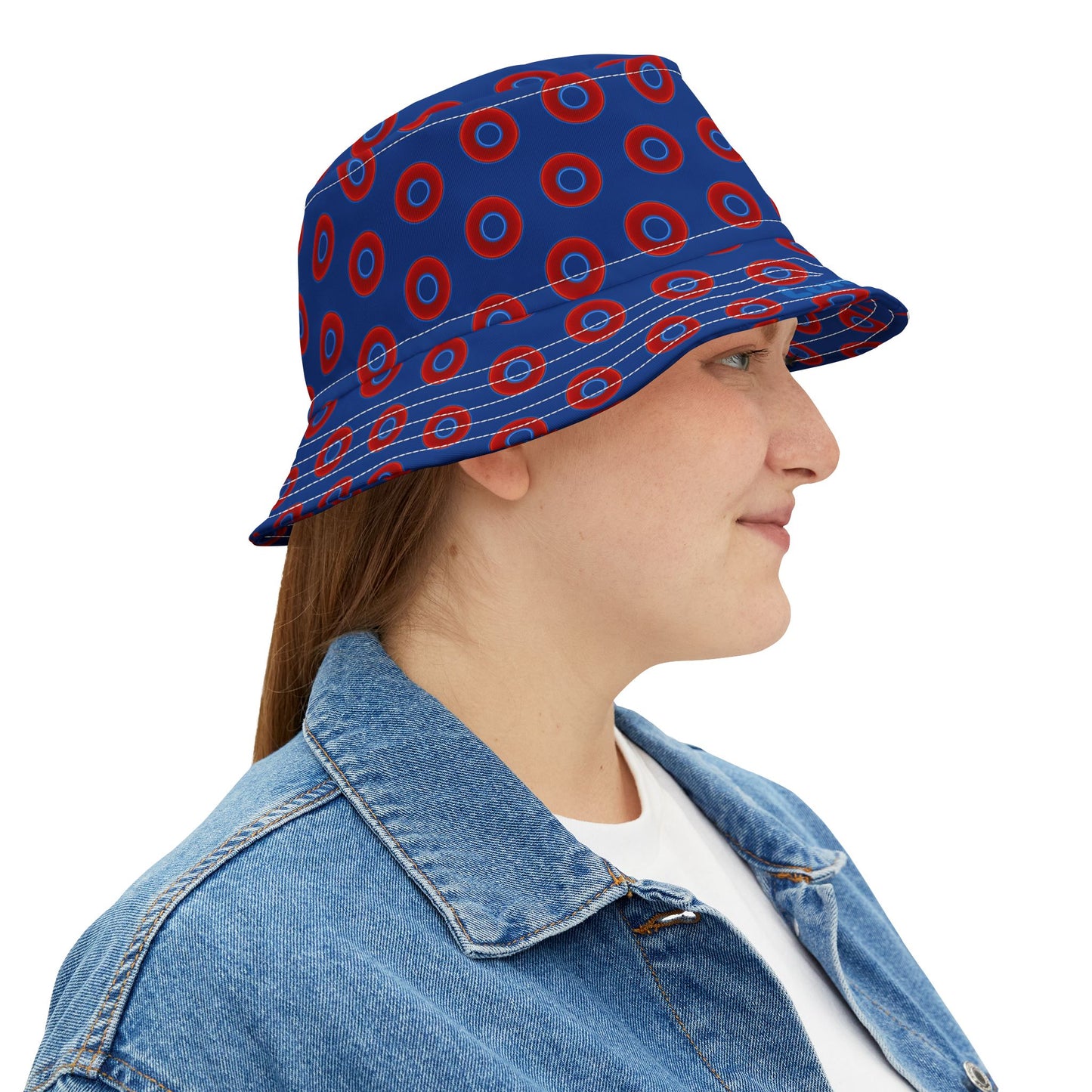 Phishermen's Cap - "Traditional Donut Print" - red/blue vivid donuts