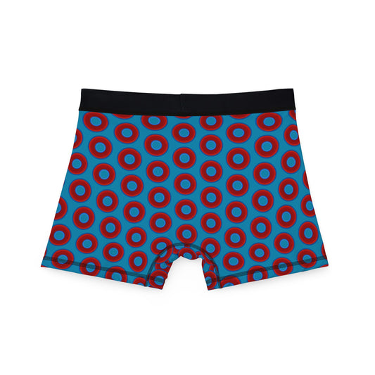 Men's Donut Boxers - red vivid donuts w/aquamarine blue background