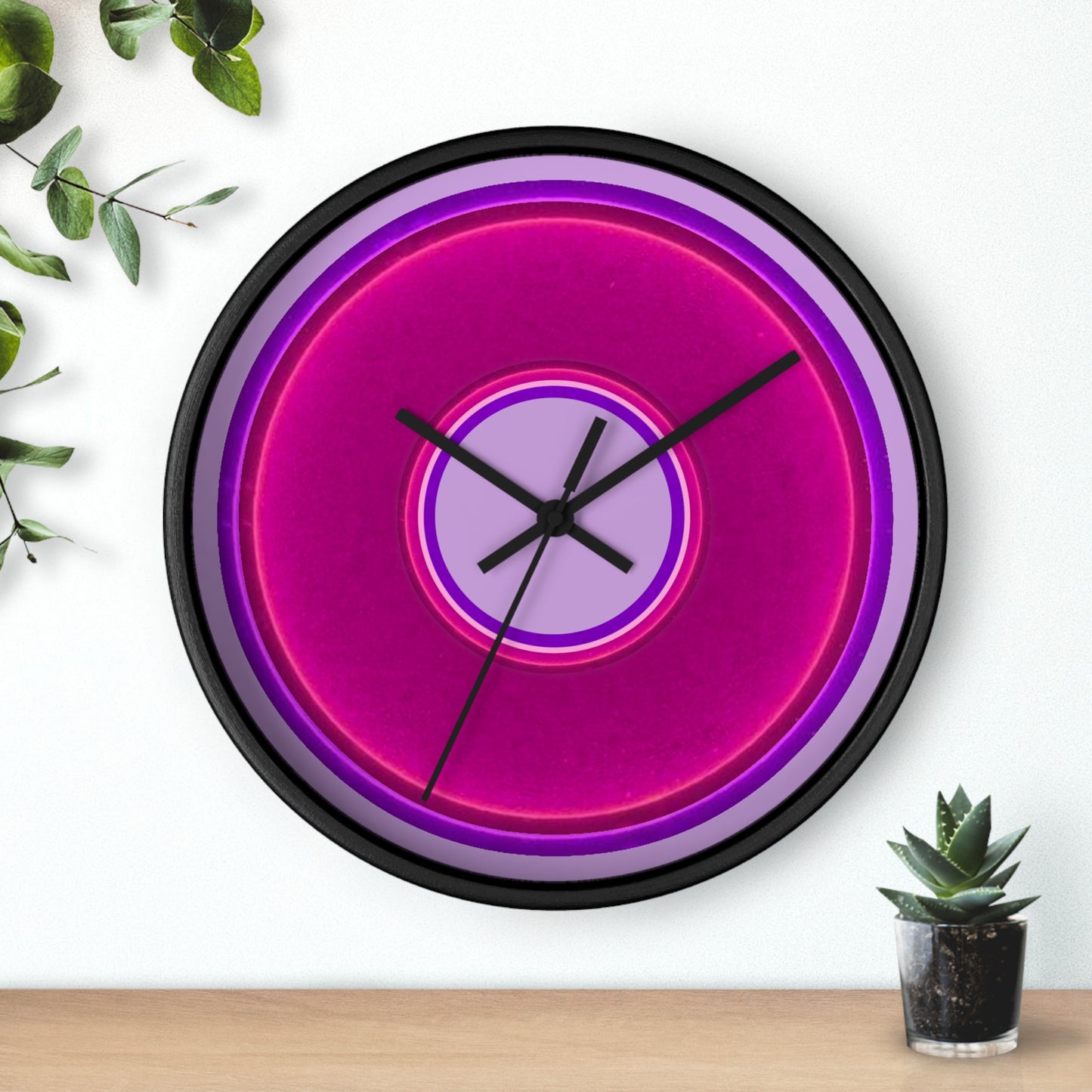 Lumpy Wall Clock - magenta vivid donut - variant 4 - w/wisteria purple background