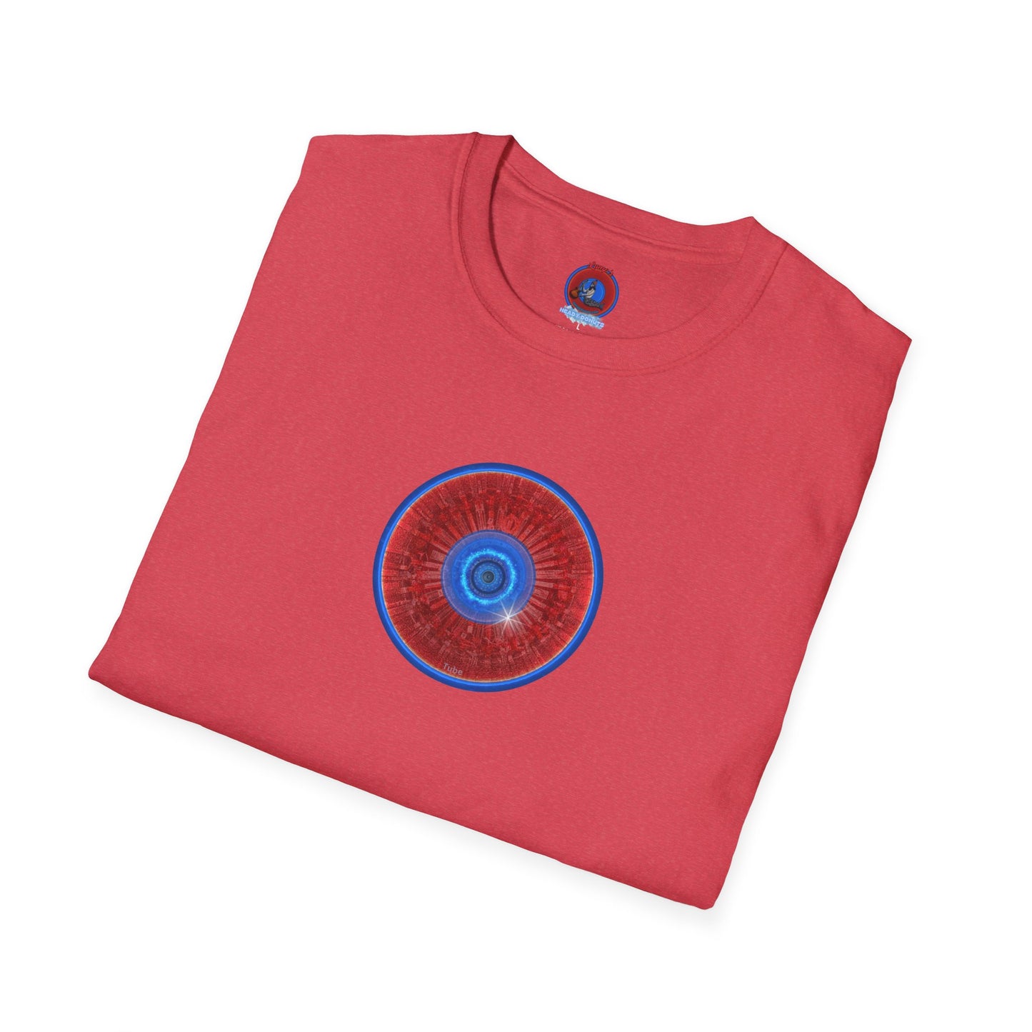 Classic Donut Tee - Unisex Soft-Style - "Graphic Translation Tee Shirt" - vivid red/blue tube donut - variant 1