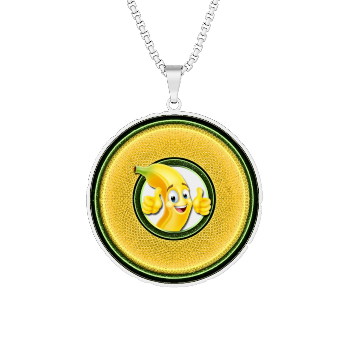 Lump's Heady Donut Necklace - 1" x 1" Stainless Steel Pendant - "Cool Shade Donut" - rustic gold/green donut - variant 2