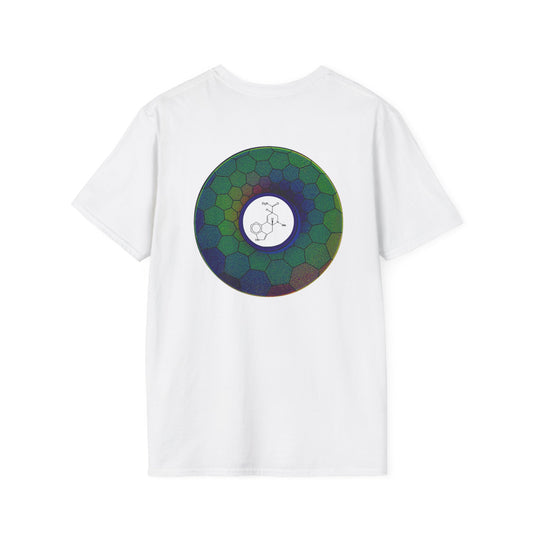 Classic Donut Tee - Unisex Soft-Style - "Dr. Albert Hofmann's Favorite Donut" - series 1.0 - variant 1 - green hexadonut