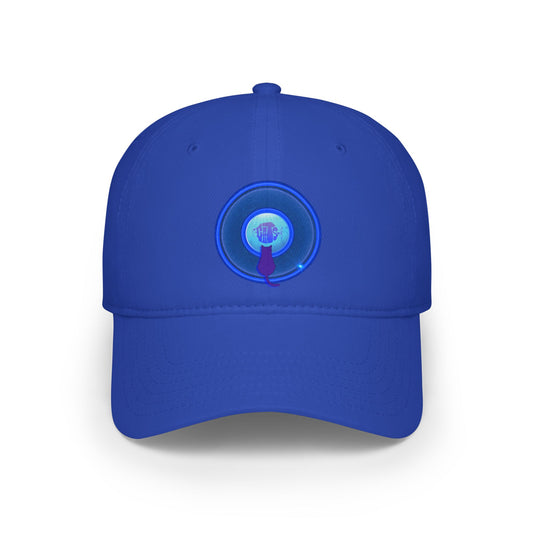 Lumpy Donut Baseball Cap - "My Pet Cat's Donut Cap" - rustic blue/blue feline donut w/ - variant 2