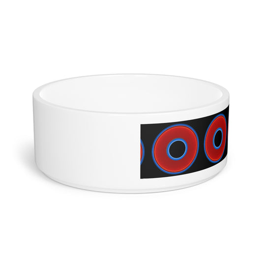 16 oz Lumpy Pet Bowl - vivid red donuts w/black background