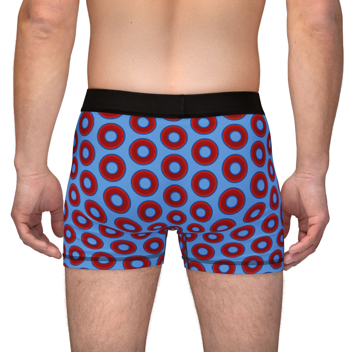Men's Donut Boxers - red vivid donuts w/light blue background
