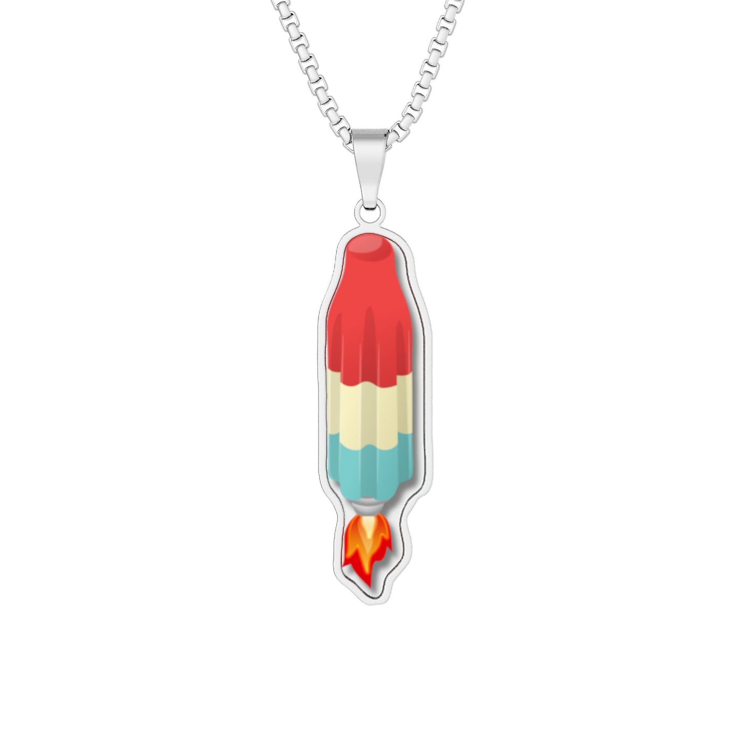 Lump's Heady Donut Necklace - 1" x 1" Stainless Steel Pendant - "Wooked Cream Dairy - YEMSG Bomb Pop"