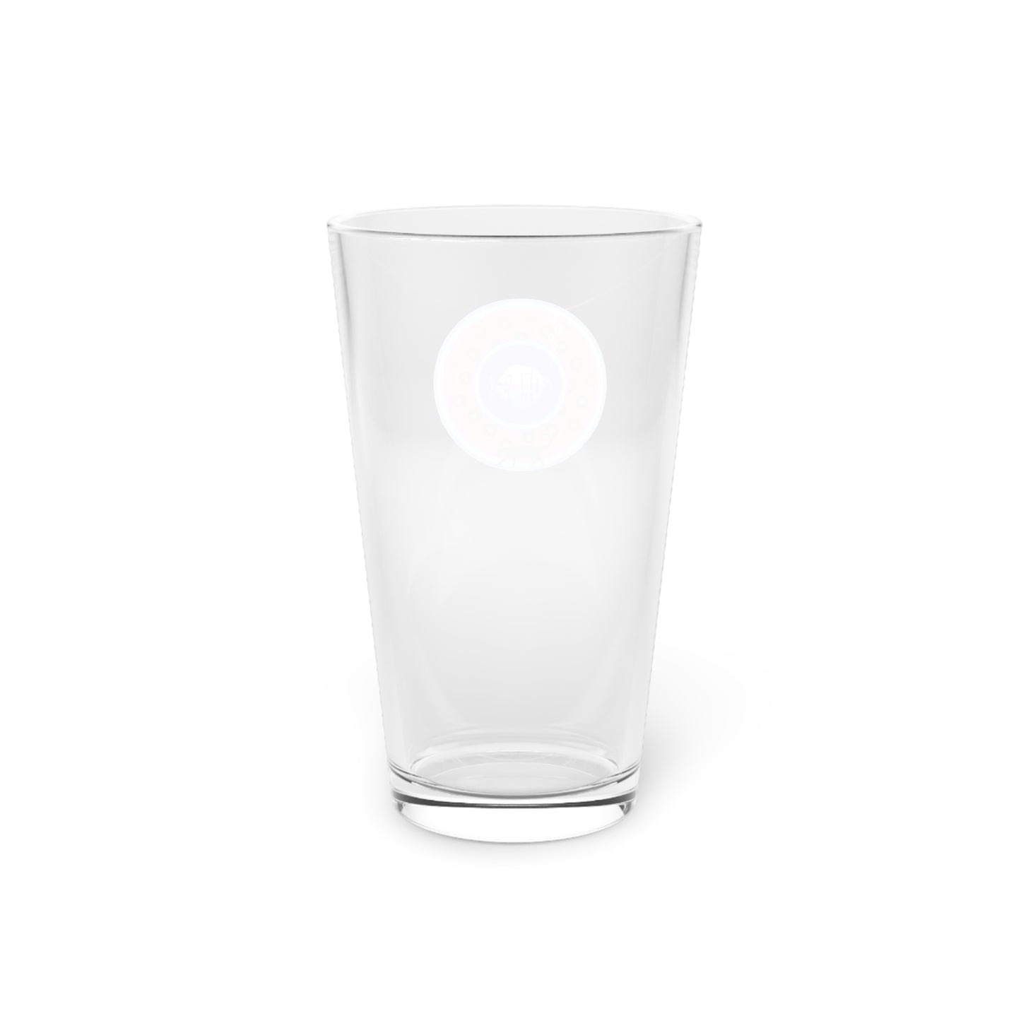 16oz Lumpy Pint Glass - "Don't Forget Your Cat's Shots" red/blue widemouthed paradox donut
