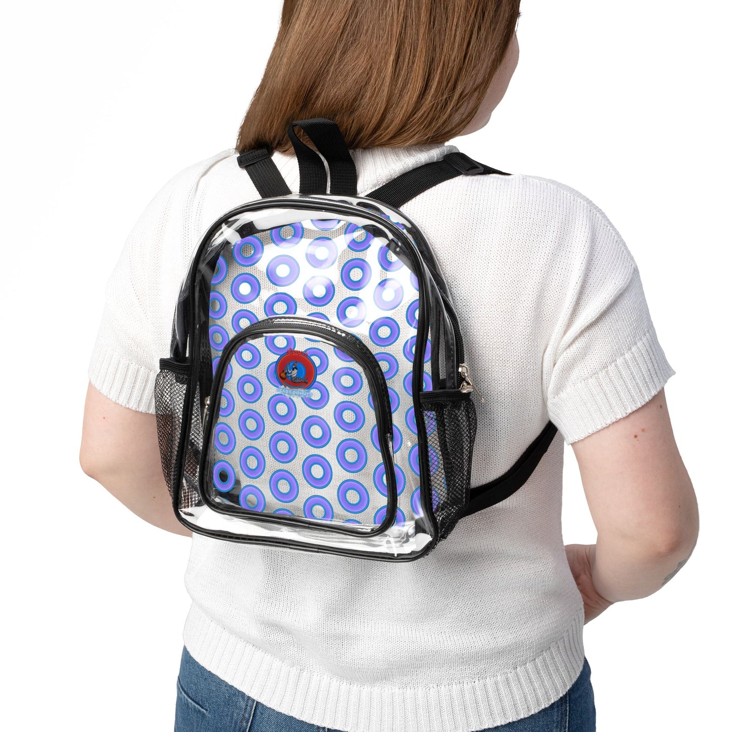 Lumpy Clear Pack/Concert Buddy - Plain Rustic Donut Print - light purple/light blue