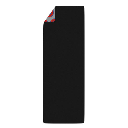 Lumpy Donut Yoga Mat :) - 24″ x 70" - vivid red donut print w/gray background