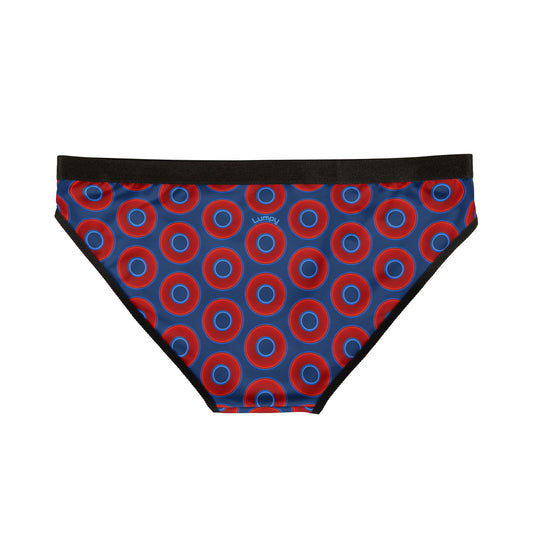 Lumpy Donut Underwear - vivid red donut print w/Atlantic navy blue background