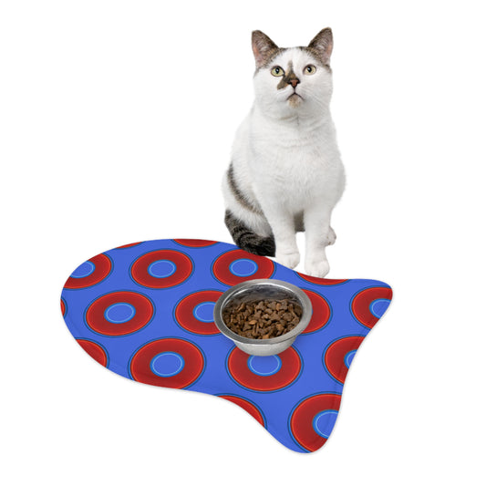 Wendy's Lumpy Pet Feed Mat - vivid red donuts w/royal blue background