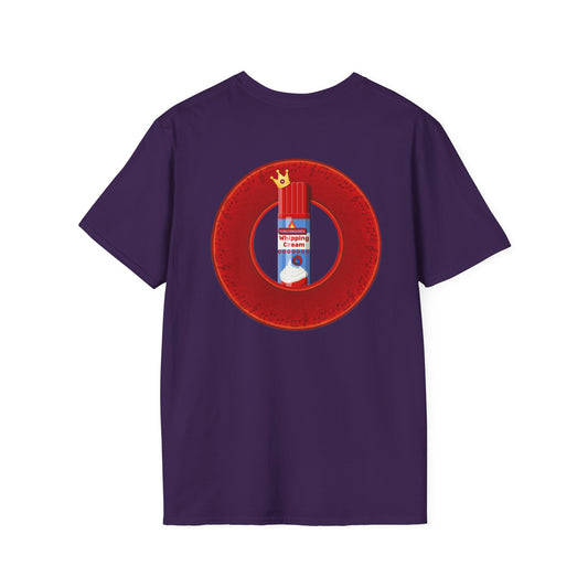 Classic Donut Tee - Unisex Soft-Style - "Princely Wooked Cream in a Can - YEMSG Donut " - vivid red donut