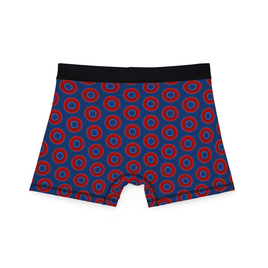Men's Donut Boxers - red vivid donuts w/Atlantic navy blue background