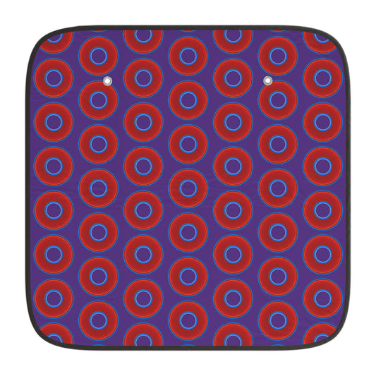 Automotive Donut Sun Shade - red vivid donuts w/purple background