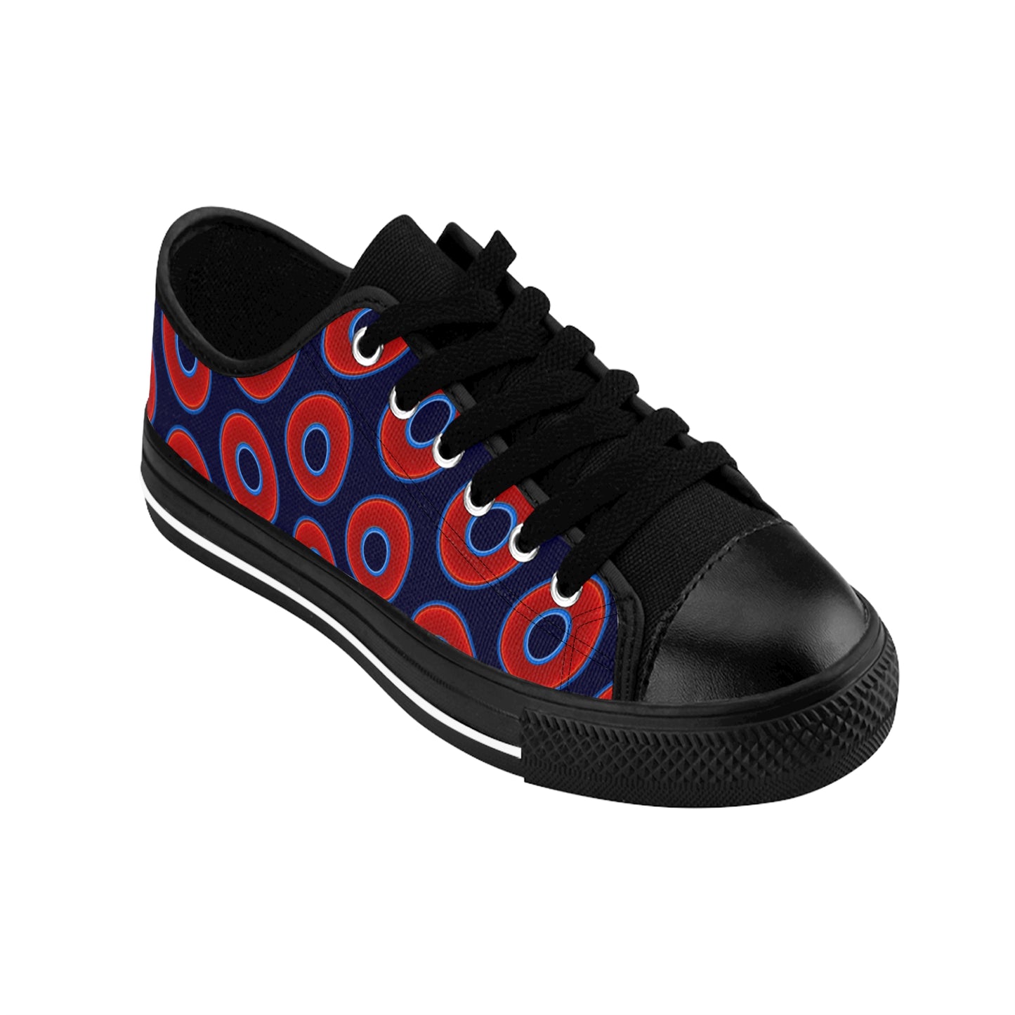 Men's Cushiony Convectors - Low Top - large red vivid donut print w/midnight blue background