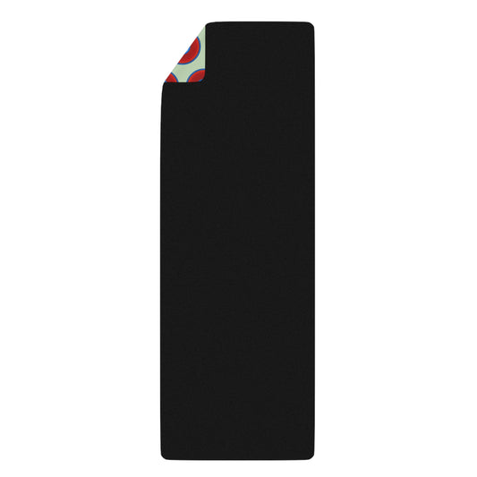 Lumpy Donut Yoga Mat :) - 24″ x 70" - vivid red donut print w/seafoam green background