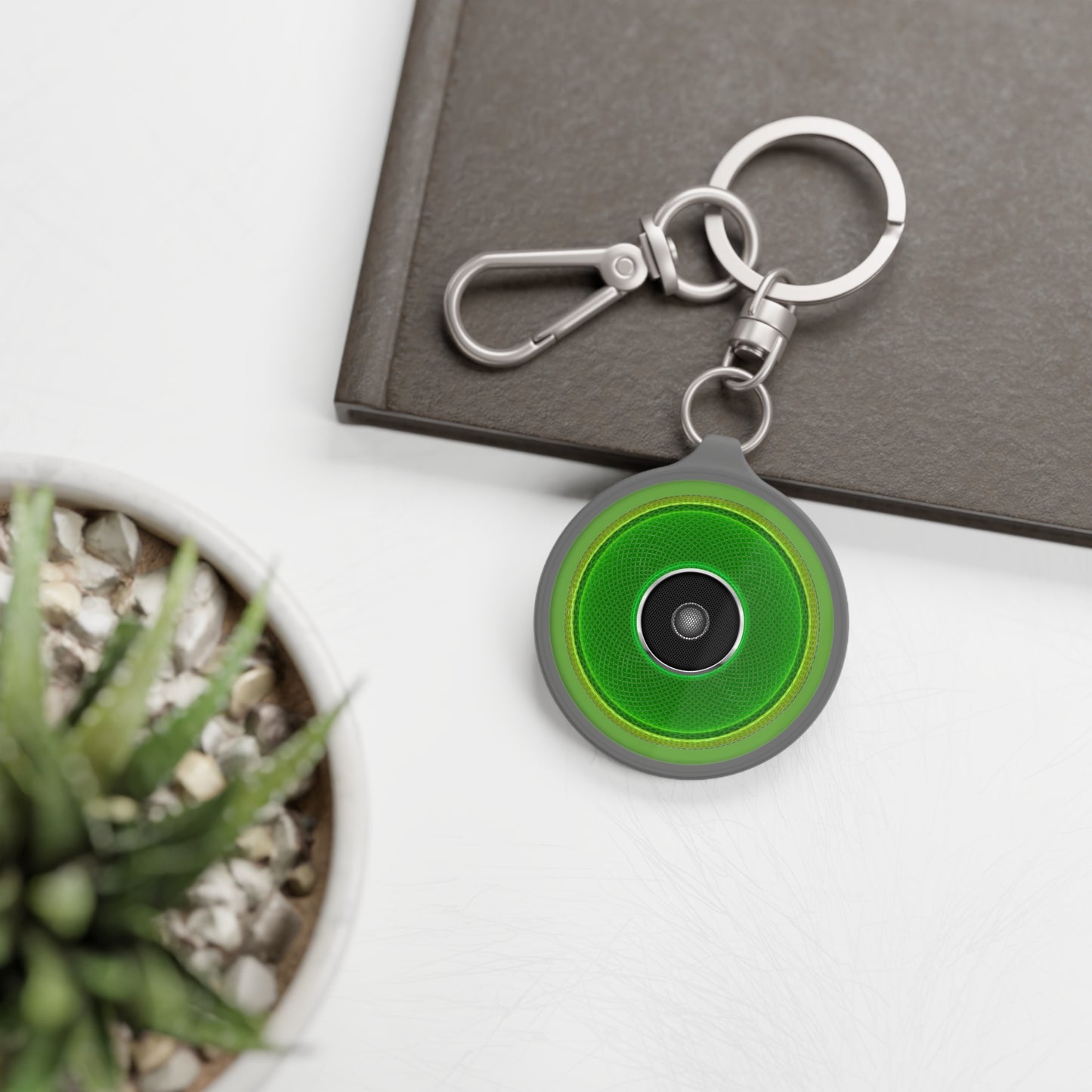 Lumpy Donut Keychain - "Green Rustic Speaker Donut"" - series 1.0 - green rustic donut w/speaker
