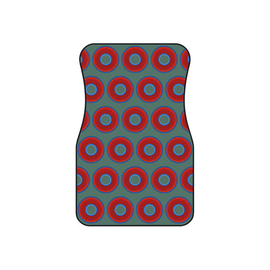 Contacted Car Mats - Set of 2/Front - vivid donut print w/Fenway green background