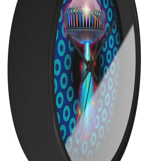 Lumpy Wall Clock - "They Serve Donuts on the Mothership now" - variant 5 - paradoxical blue/turquoise donut w/black background