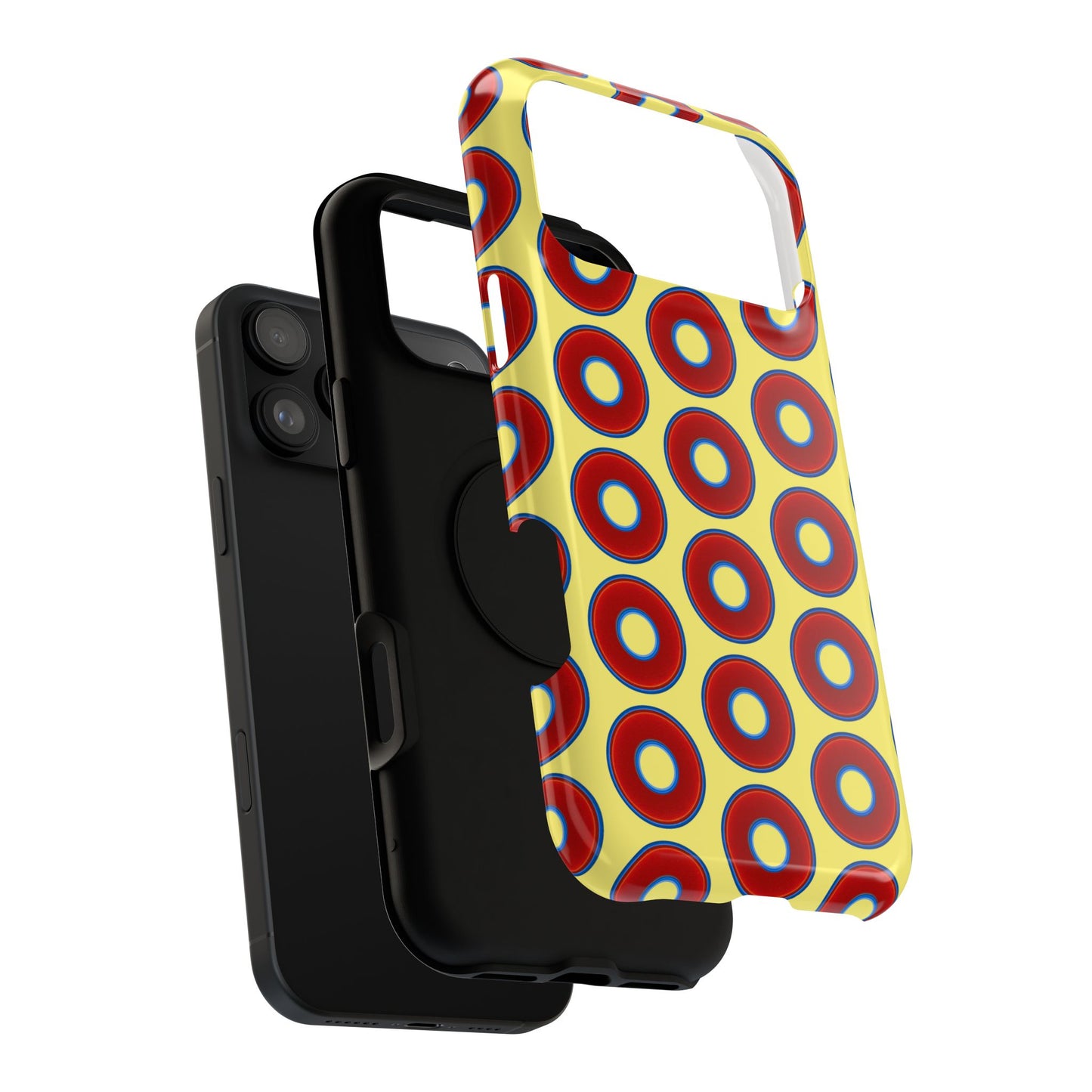 Impact-Resistant Lumpy Donut Case - red vivid donut print w/yellow background