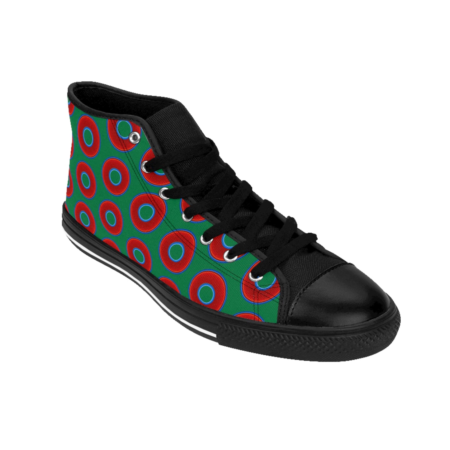 Cushiony Convectors - High Tops - red vivid donuts w/green background