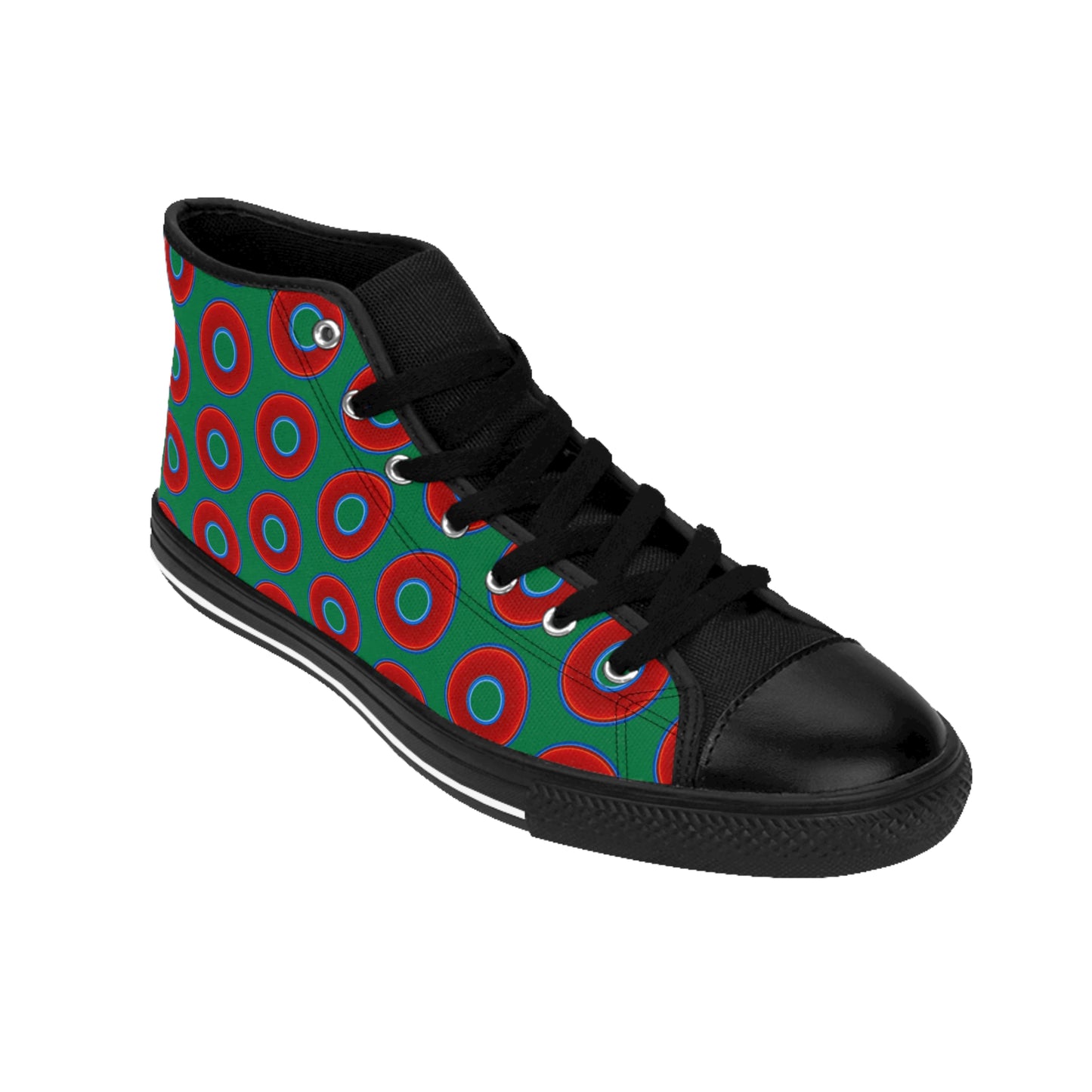 Men's Cushiony Convectors - High Tops - red vivid donuts w/green background