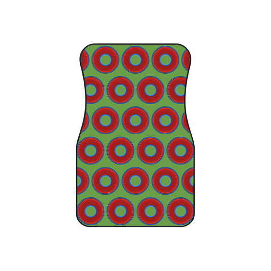 Contacted Car Mats - vivid donut print w/light green background