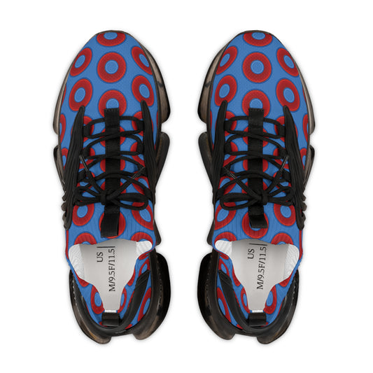 Donut Kicks - red vivid donut print w/light royal blue background