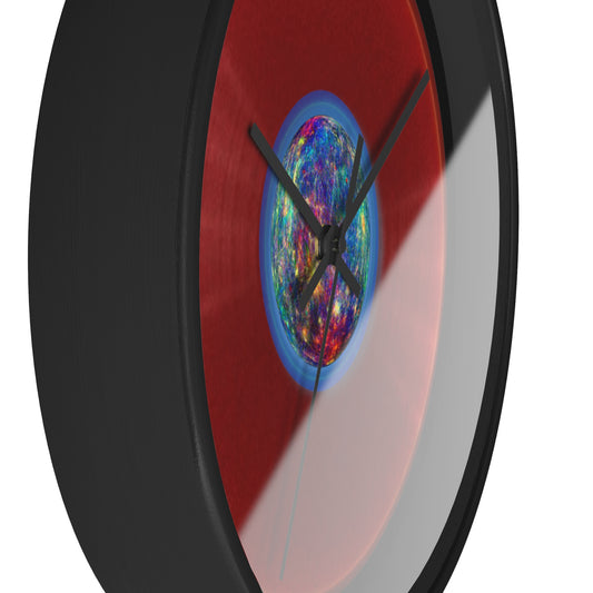 Lumpy Wall Clock - "Donuts of the Gods" - variant 1 - red vivid donut w/black background