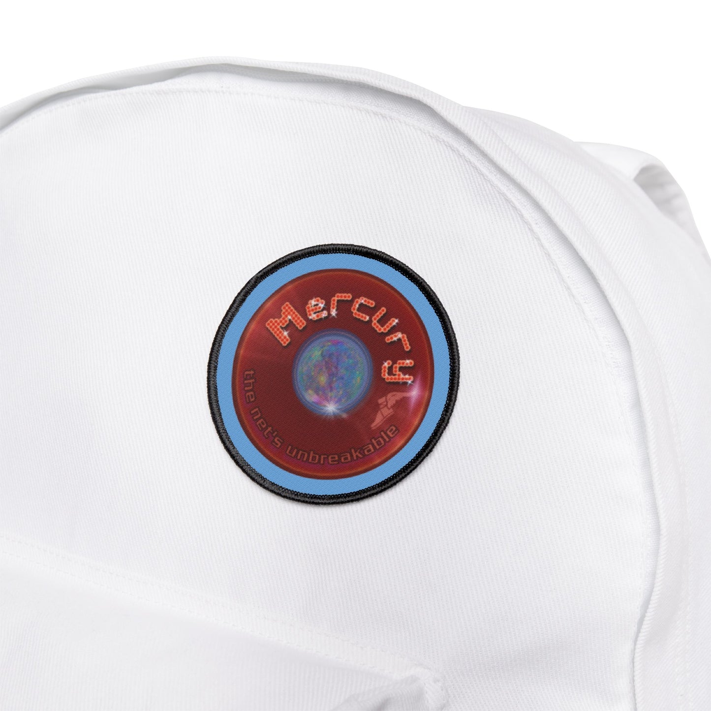 Iron-On Donut Patch - "Donuts of the Gods - Mercury Edition" - series 1.0 - variant 4 - red record donut