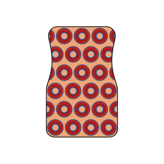 Contacted Car Mats - Set of 2/Front - vivid donut print w/peach background