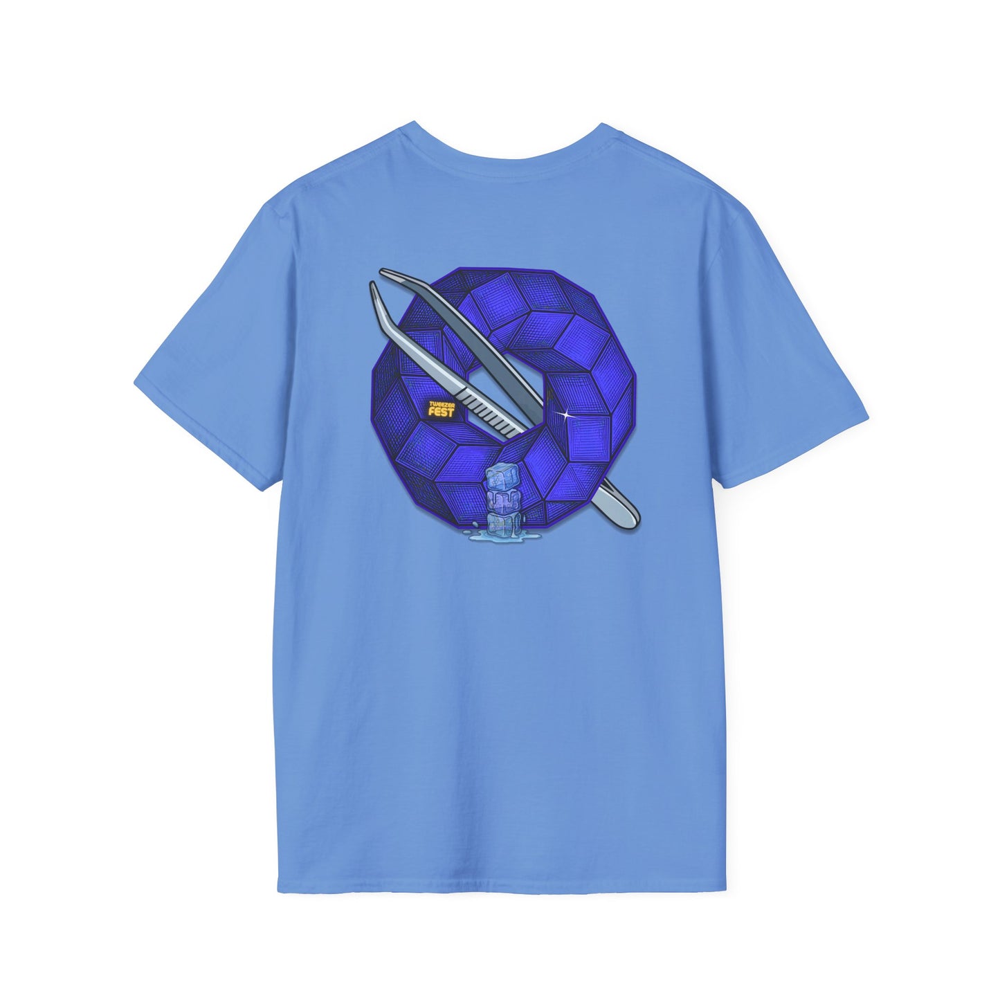 Classic Donut Tee - Unisex Soft-Style - "The Teasing Donut" - rustic dark royal blue cubed donut