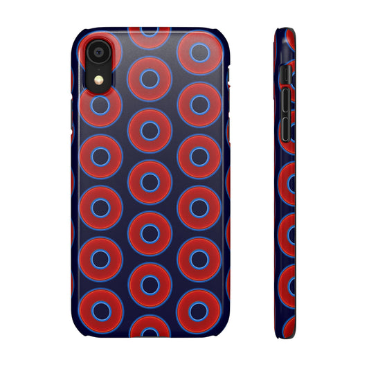 Lumpy Donut Snap Case - red vivid donut print w/midnight blue background