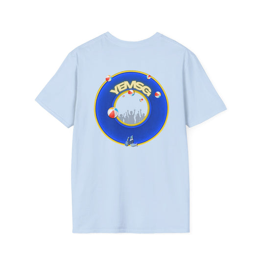 Donut Tee - Unisex Soft-Style - "The Donut's Secret Ingredient? MSG" - vivid blue/yellow donut - variant 2