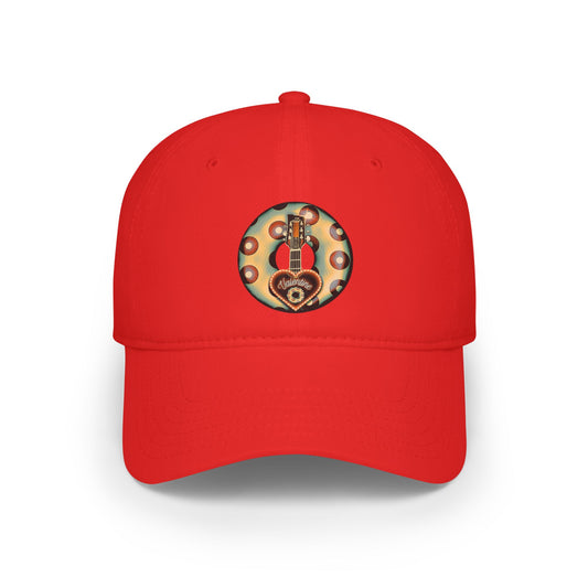 Lumpy Donut Baseball Cap - "Would You Be My Donut?" - paradoxical faded light blue/red blimpy donut w/ - variant 4