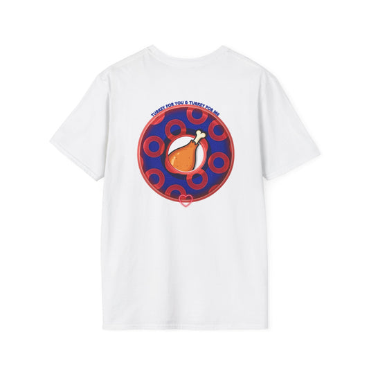Classic Donut Tee - Unisex Soft-Style - "Turducken Donut Madness" - blue/red rustic paradox donut - holiday edition