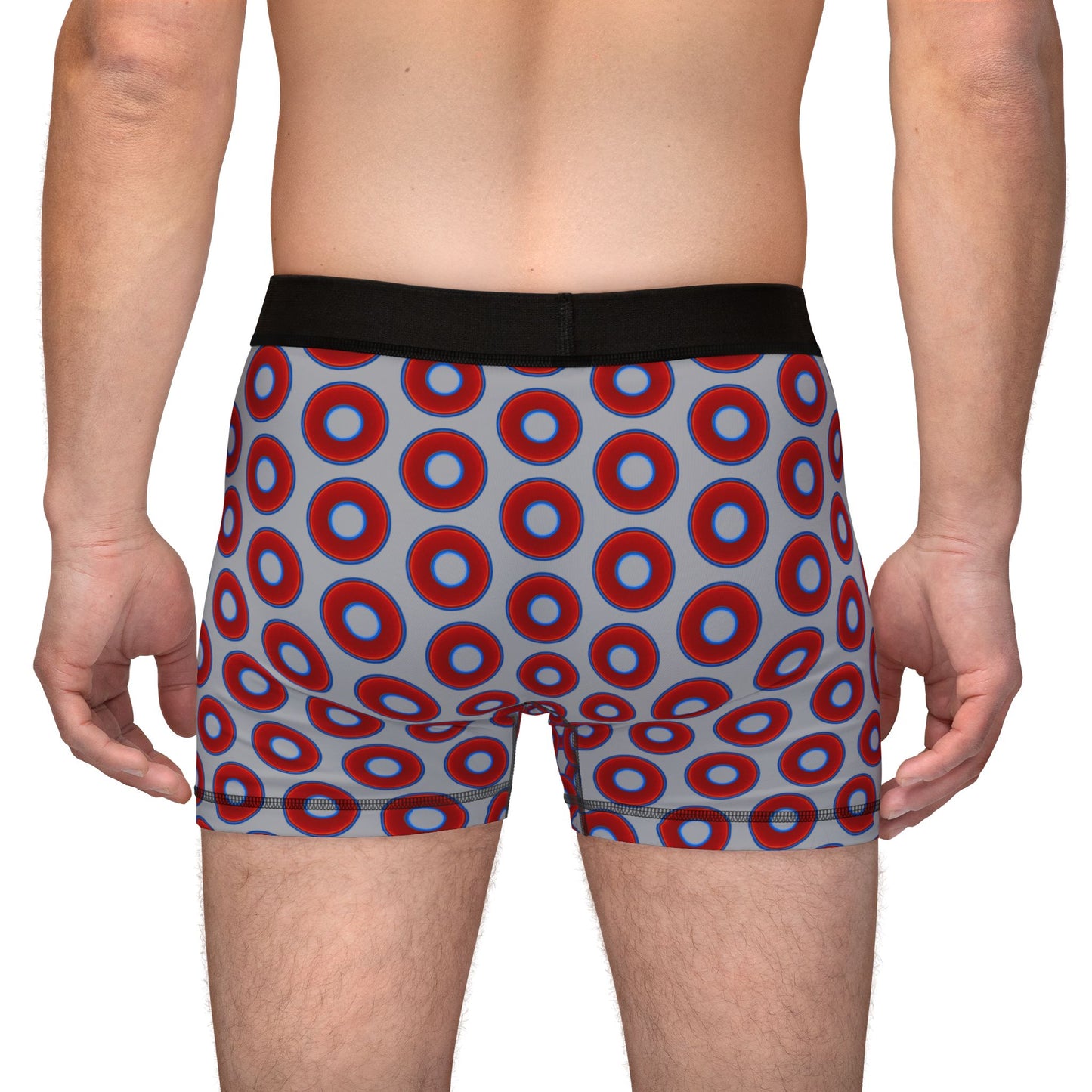 Men's Donut Boxers - red vivid donuts w/light gray background