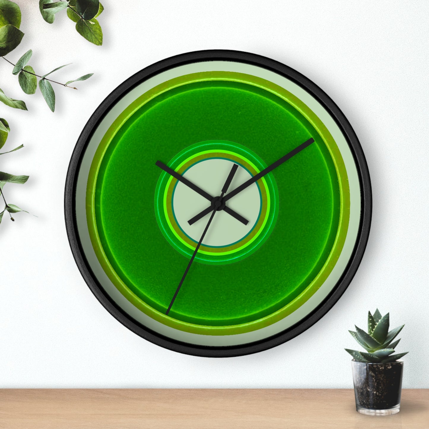 Lumpy Wall Clock - green vivid donut - variant 7 - w/seafoam background