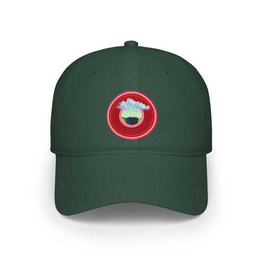 Lumpy Donut Baseball Cap - "Got Rhombus?" - variant 4 - rustic red donut w/