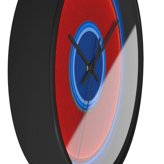 Lumpy Wall Clock - red vivid donut - variant 4 w/dark blue background