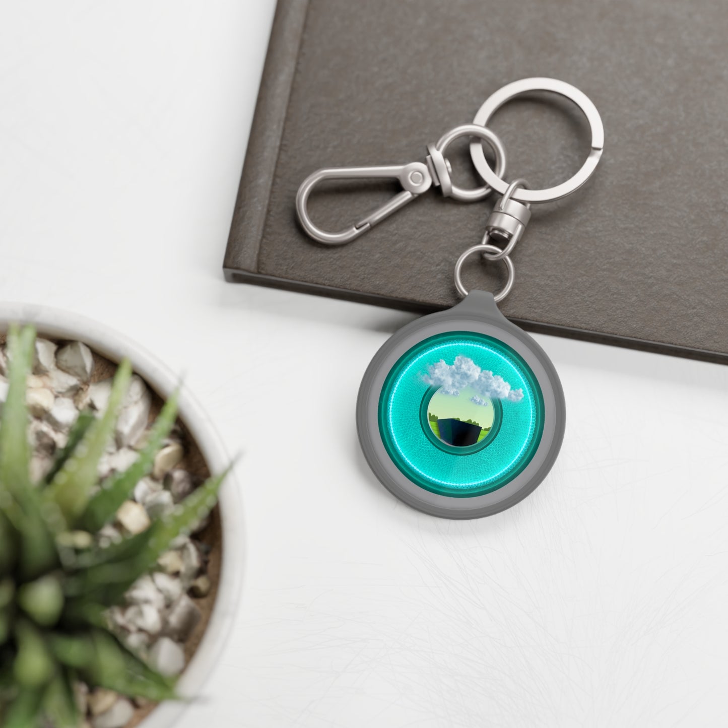 Lumpy Donut Keychain - "Got Rhombus? " - series 1.0 - variant 5 - turquoise/teal donut