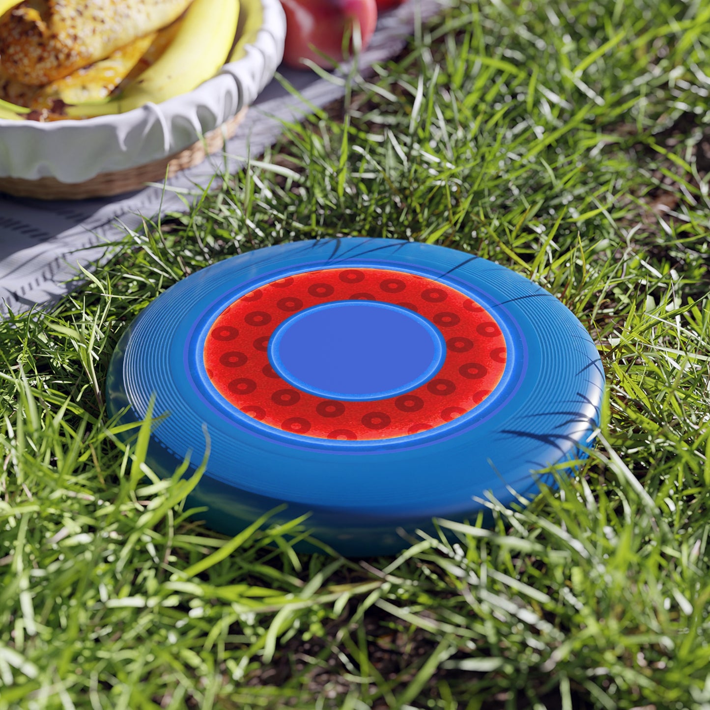 Lumpy Wham-O Donut Frisbee - "Wide Mouthed Paradox Donut" - red/royal blue