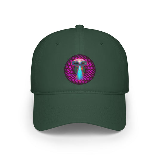 Lumpy Donut Baseball Cap - "They Serve Donuts on the Mothership Now" - variant 3 - magenta/burgundy paradoxical donut w/
