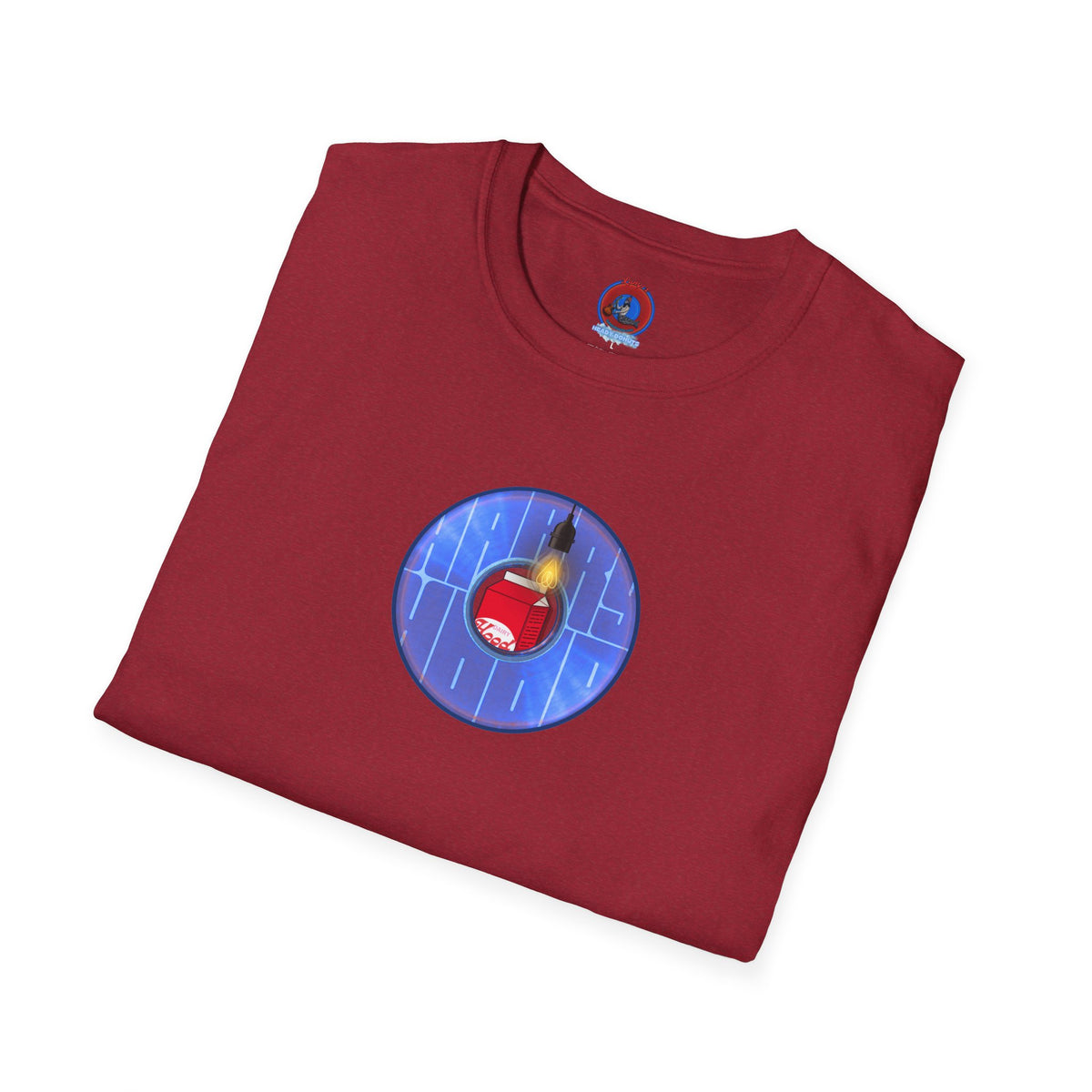 Classic Donut Tee - Unisex Soft-Style - "Harry Left His Donut Shirt" - series 1.0 - variant 4 - purple/blue donut - w/milk & light on