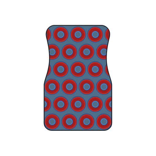 Contacted Car Mats - vivid donut print w/steel blue background