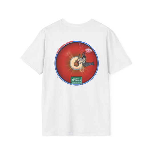 Classic Donut Tee - Unisex Soft-Style - "Indiana is for Boofers" - vivid red/blue plumpy donut - variant 1 - w/toppings