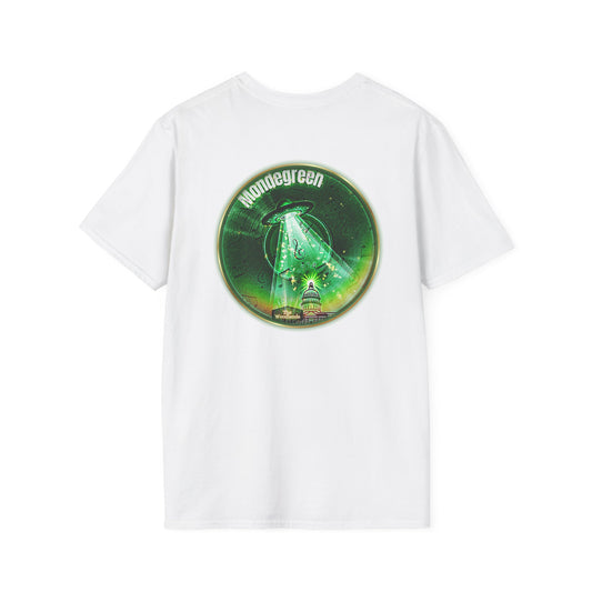 Classic Donut Tee - Unisex Soft-Style - "Close Encounters of the Delaware kind - Mondegreen Donut" " variant 2 - green donut