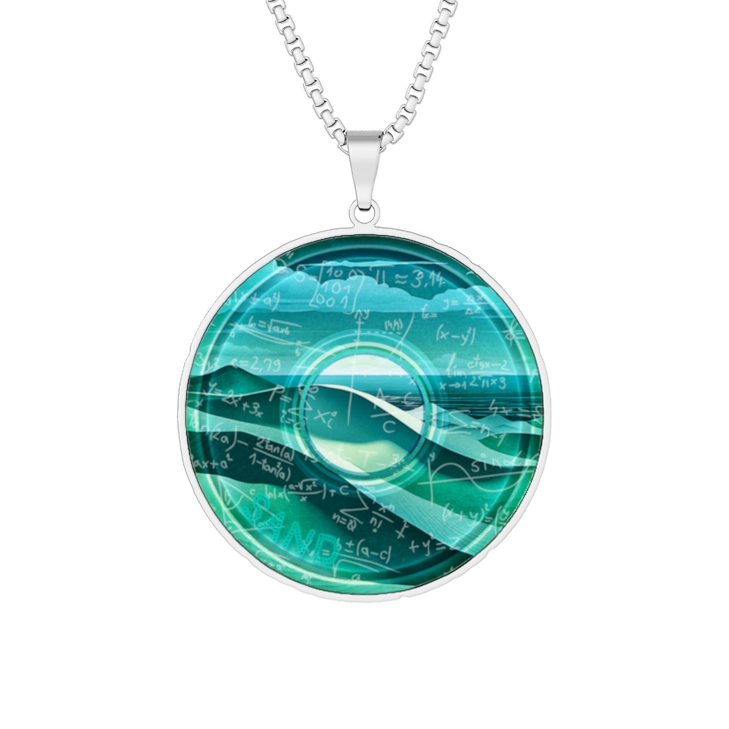 Lump's Heady Donut Necklace - 1" x 1" Stainless Steel Pendant - "Silicone Donut" - vivid teal cartoon donut