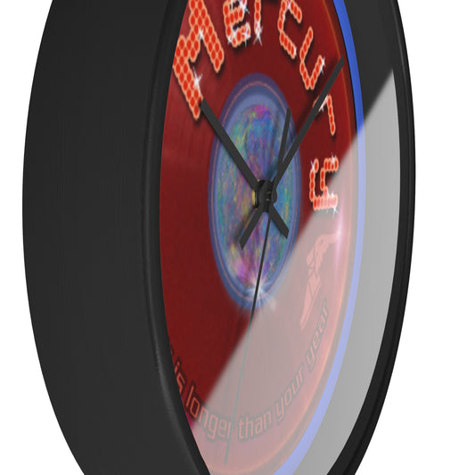 Lumpy Wall Clock - "Donuts of the Gods" - variant 5 - red vivid donut w/royal blue background