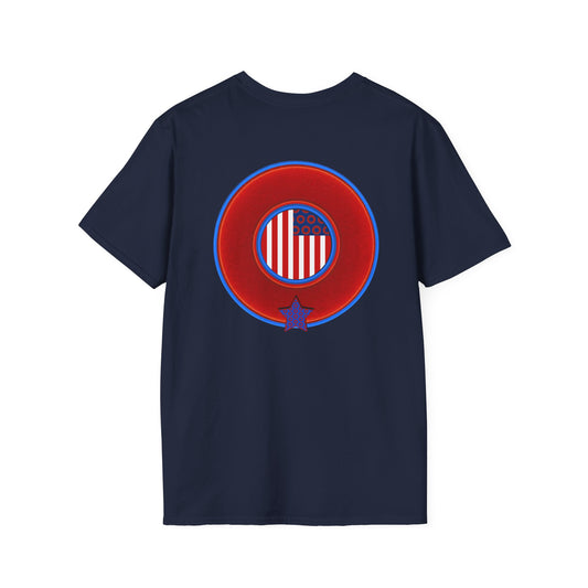 Classic Donut Tee - Unisex Soft-Style - "One Indivisible Donut" - vivid red phreedom donut - w/star - variant 2